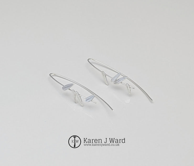 Karen J Ward - Engraved leaf ear wires KW70