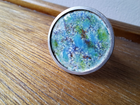 Carole Ramsden Silver - CR165 - Large enamelled silver pool ring
