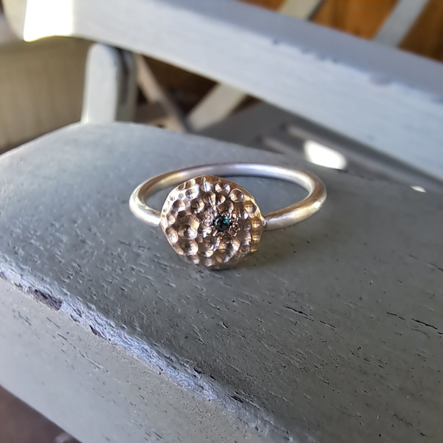 Carole Ramsden Silver - CR150 - Gold and silver textured ring with alexandrite