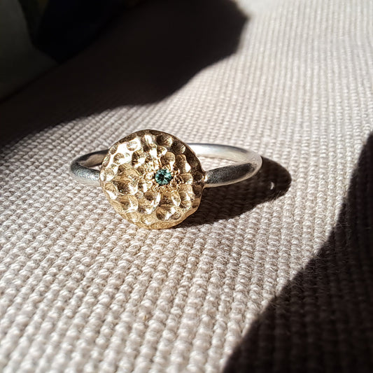 Carole Ramsden Silver - CR162 - Gold and silver sea urchin ring with alexandrite