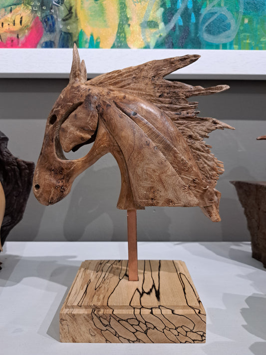 Mike Nowill - Wood Sculptures, Galloping Horse Head