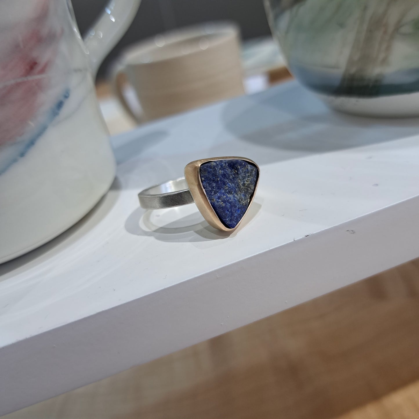 Carole Ramsden Silver - CR162 - Silver and gold lapis ring