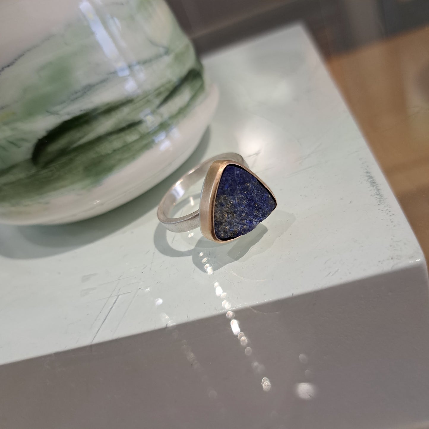 Carole Ramsden Silver - CR162 - Silver and gold lapis ring