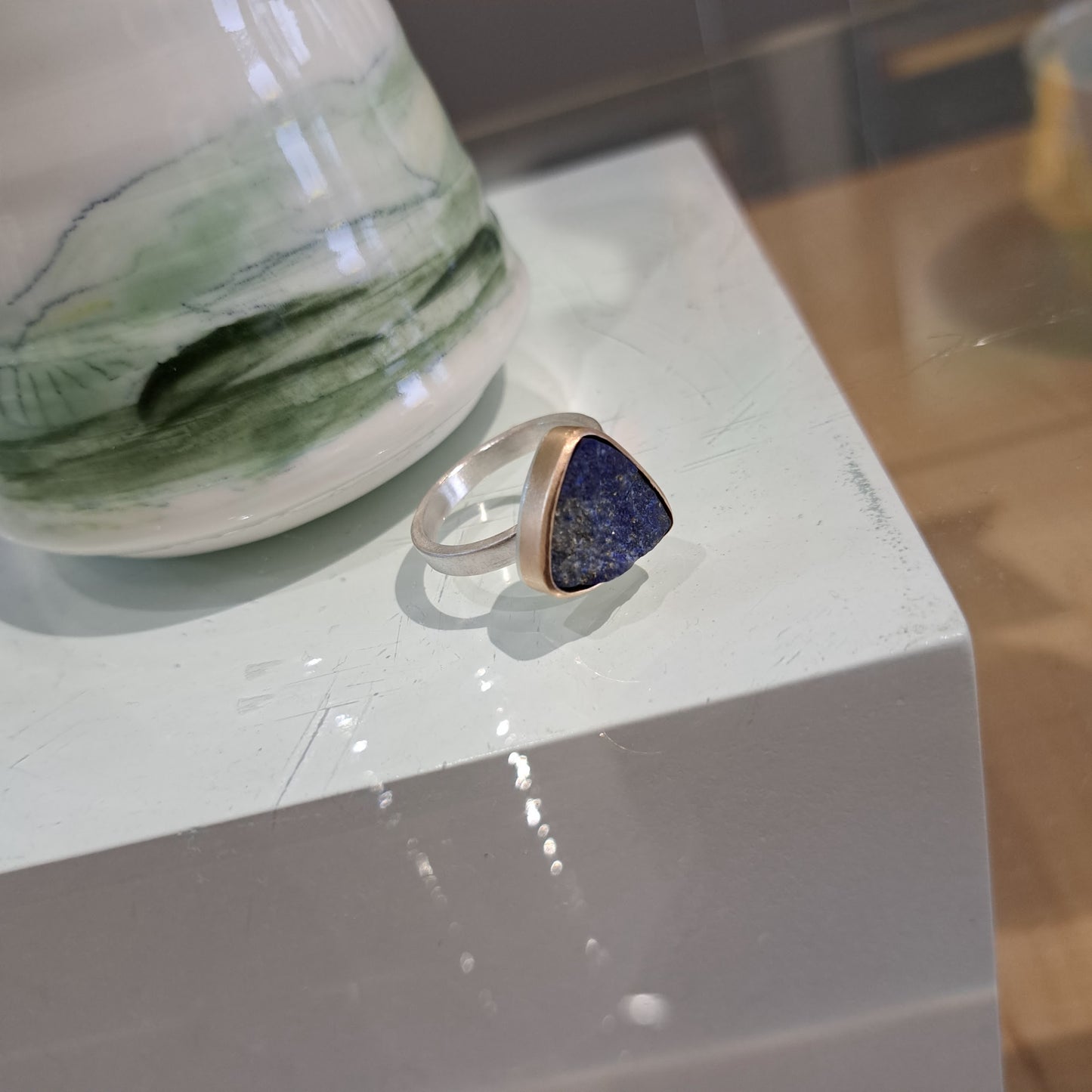 Carole Ramsden Silver - CR162 - Silver and gold lapis ring