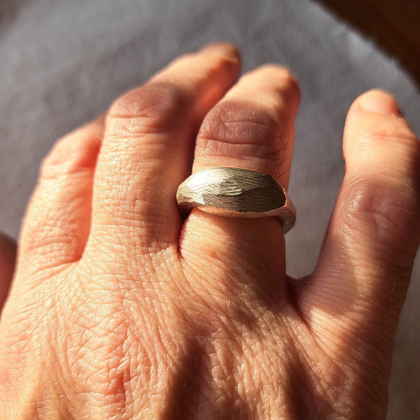 Carole Ramsden Silver - CR167 - Signet style chunky textured ring