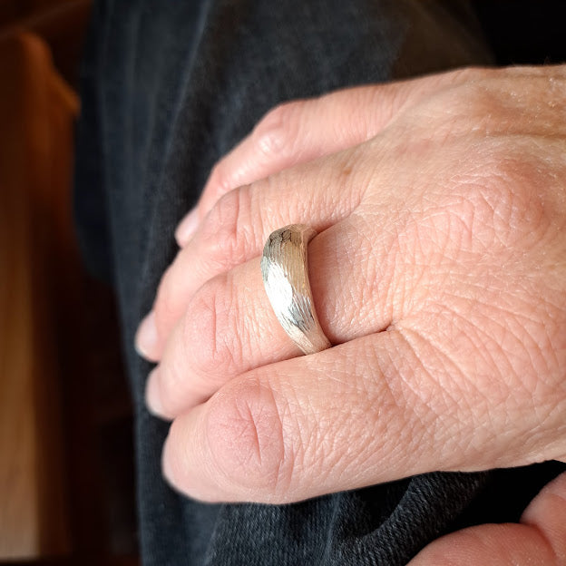 Carole Ramsden Silver - CR170 - Signet style chunky textured ring