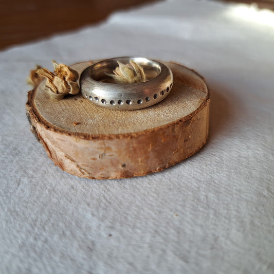 Carole Ramsden Silver - CR133 - Silver chunky ring circled with dots