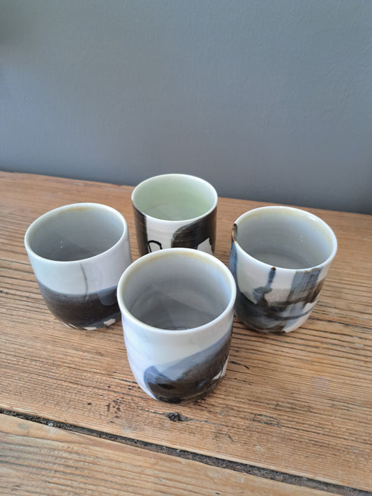Rebecca Callis Porcelain - Small black/grey/white beaker