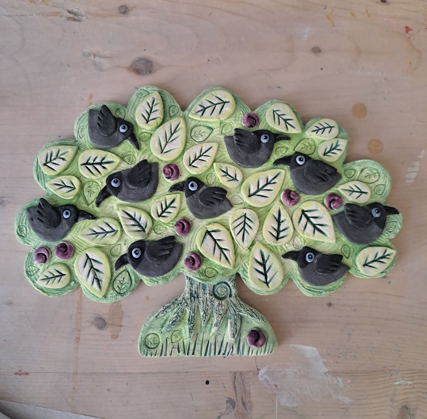 Kate Ellis - Jackdaws in Tree Wall Plaque