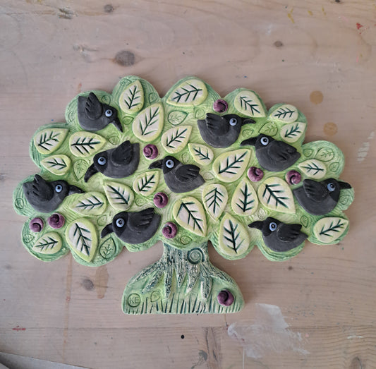 Kate Ellis - Jackdaws in Tree Wall Plaque