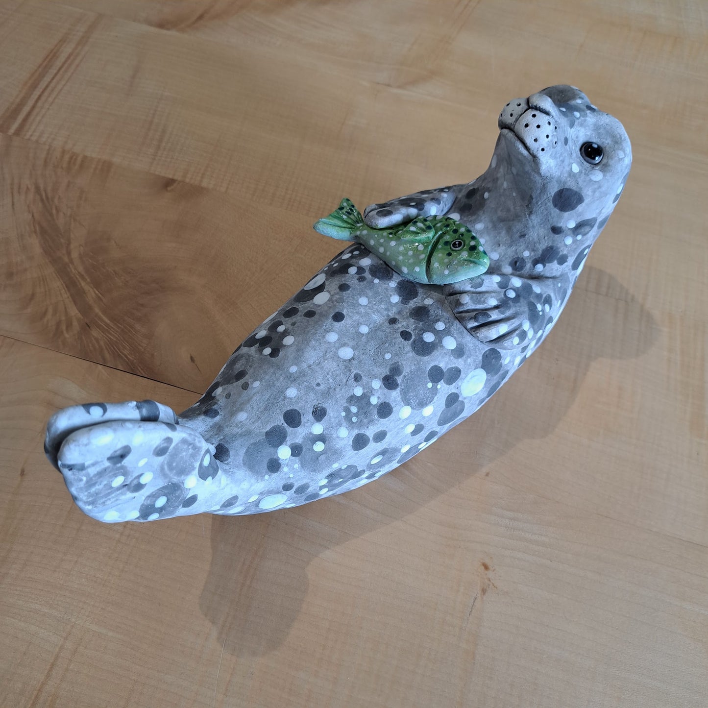 Kate Ellis - Grey seal with Green Fish