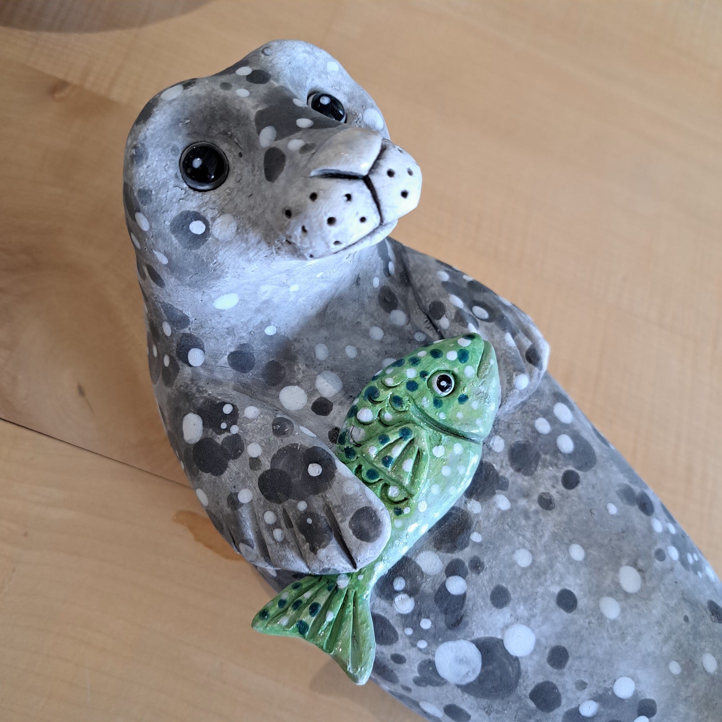 Kate Ellis - Grey seal with Green Fish