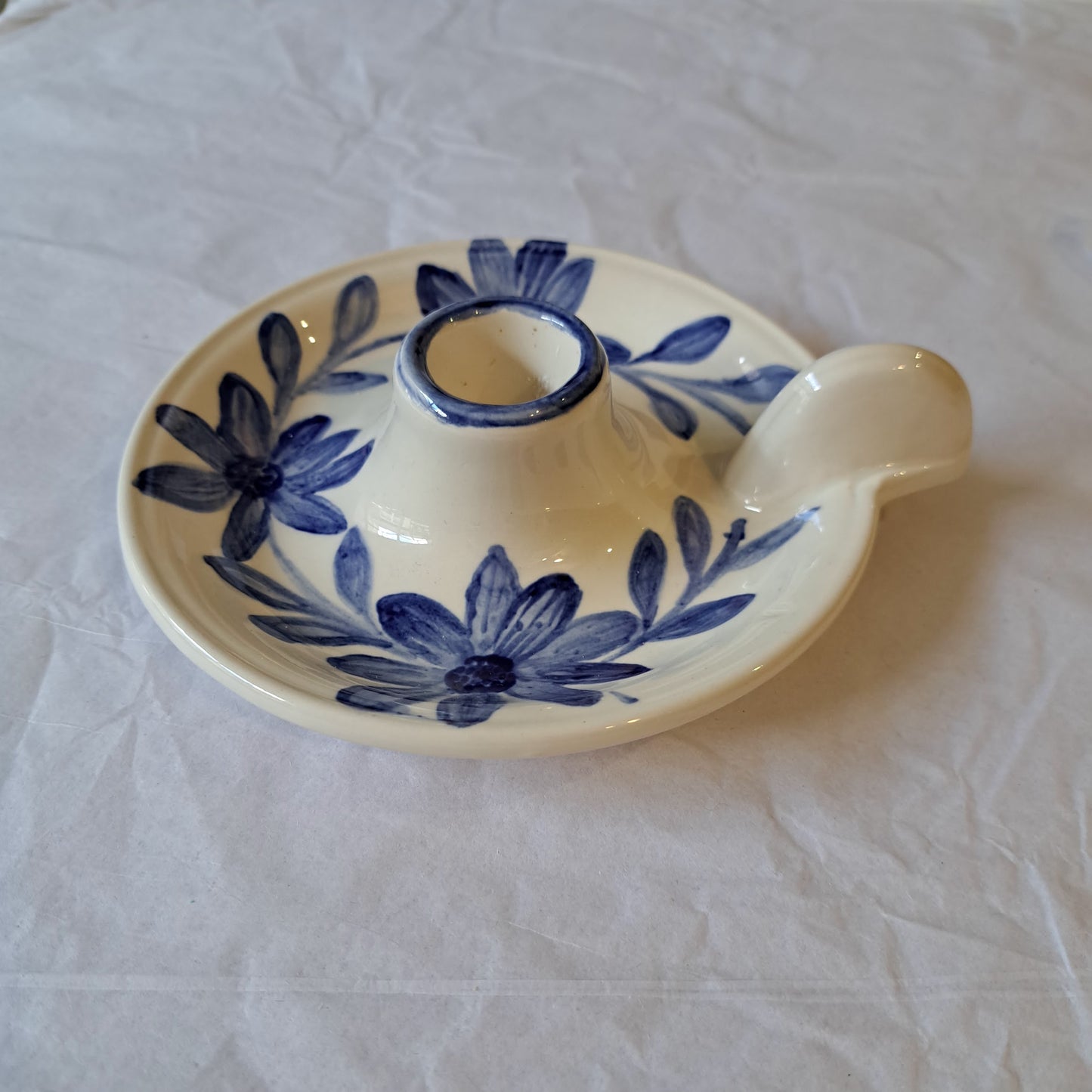 Florrie & Wren - cream with blue flowers candle holder