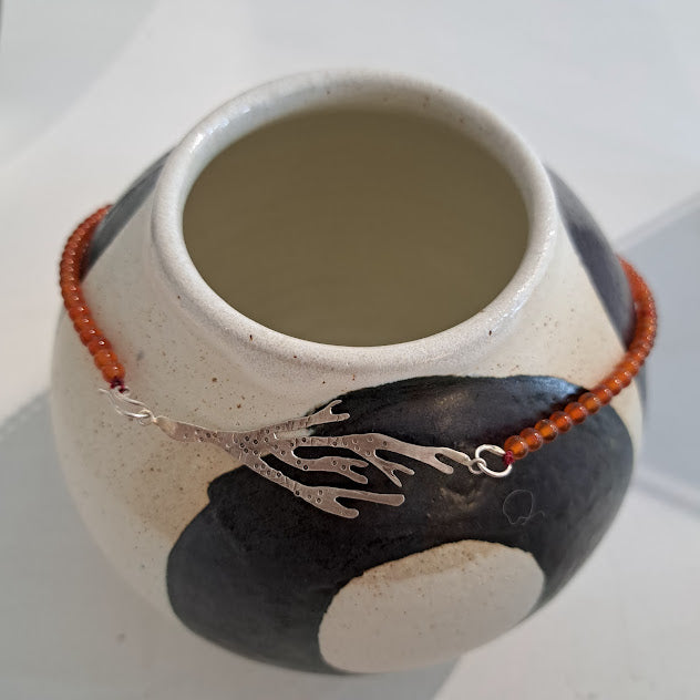 Carole Ramsden Silver - CR304 - Carnelian beaded seaweed necklace