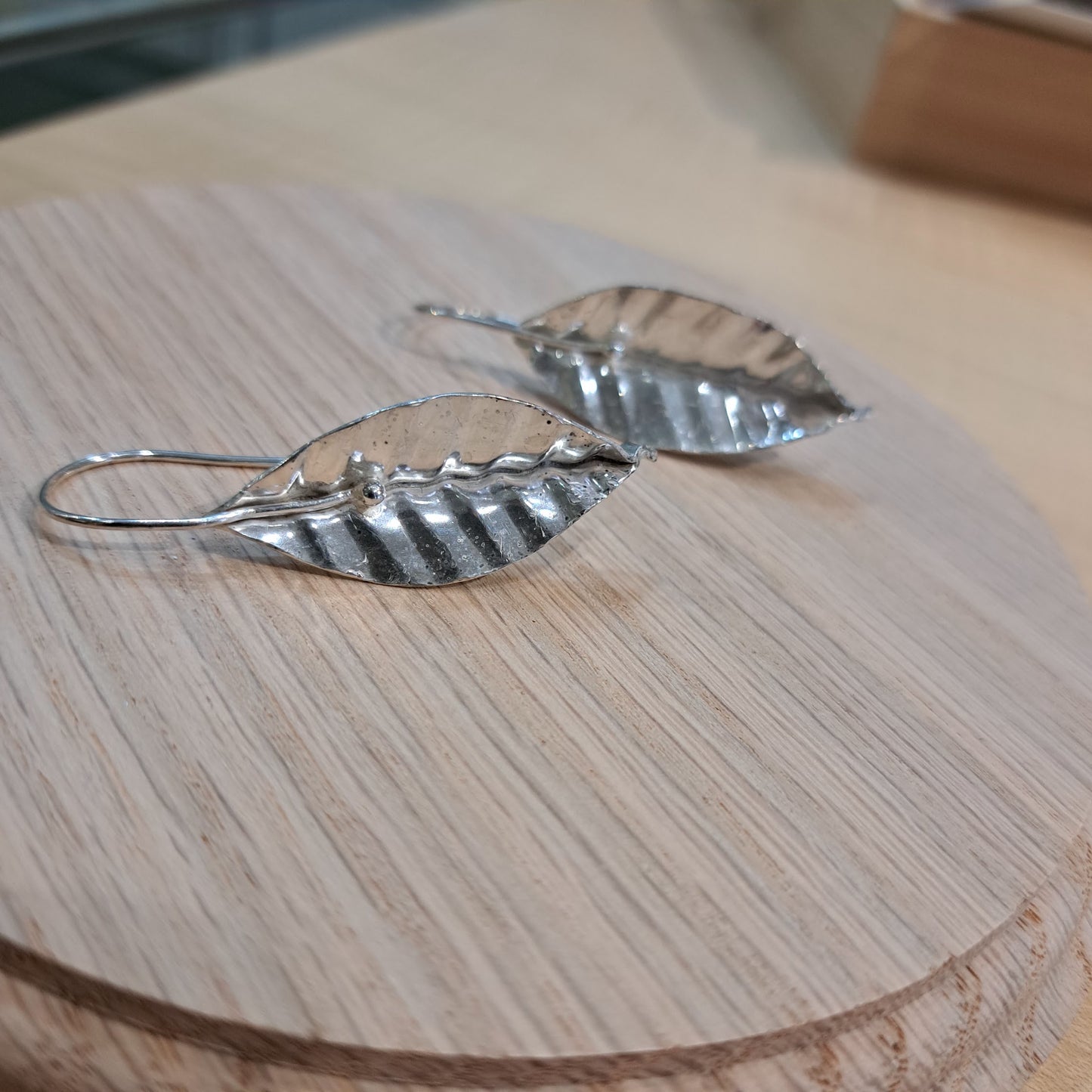 Anthea Peters - Silver Beech Leaf Earrings