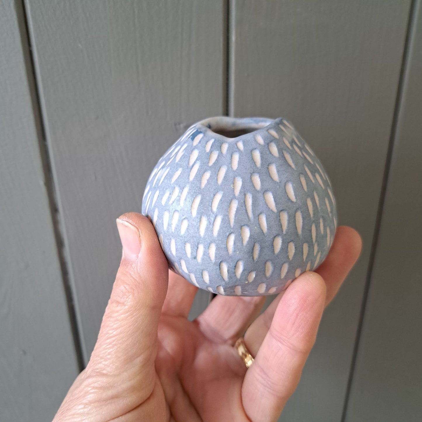 Natalie Elderton - Pale Blue Dashed Bud Vase