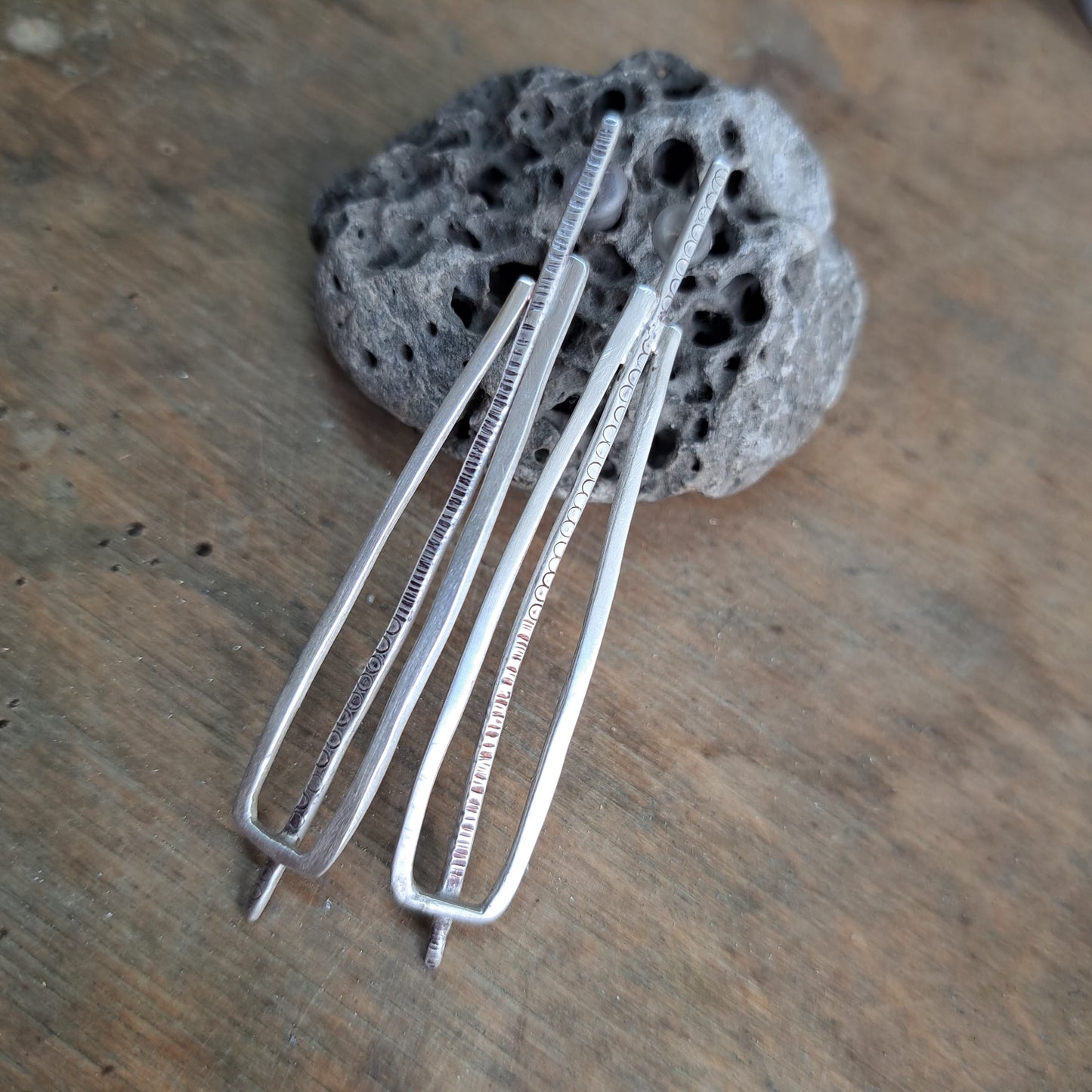 Carole Ramsden Silver - Linear drop earrings - Silver Challenge July