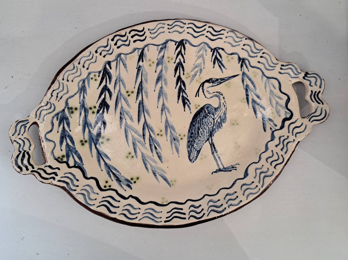 Adrift Pottery - Grey heron platter 21