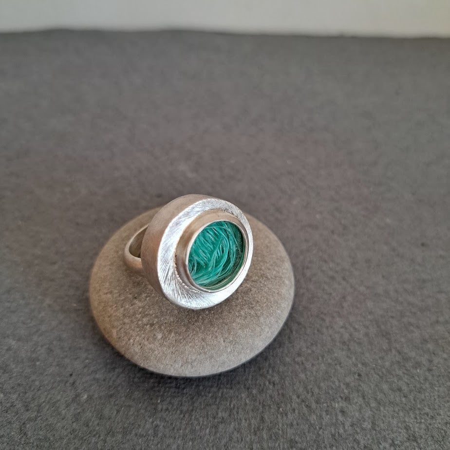 Carole Ramsden Silver - Aqua dolly rope treasure ring