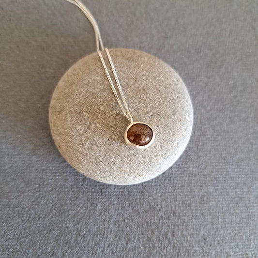 Carole Ramsden Silver - Melted dark amber sea glass cabochon necklace