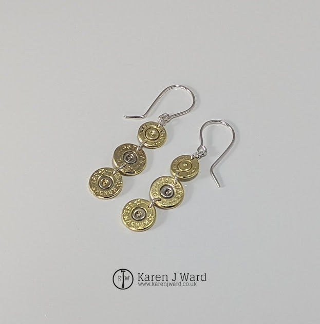 Karen J Ward - Recycled brass bullet earrings KW32
