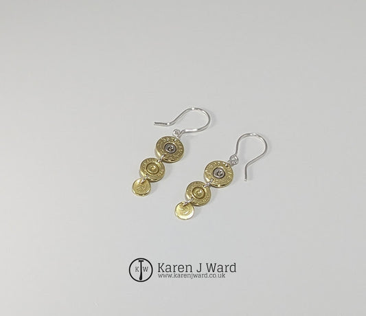 Karen J Ward - Recycled brass bullet earrings KW35