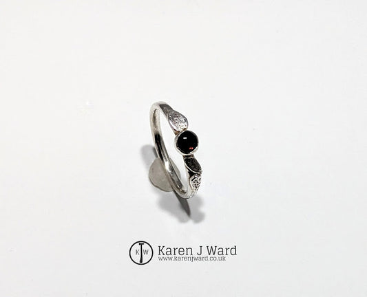 Karen J Ward - Garnet Leaf Ring KW42