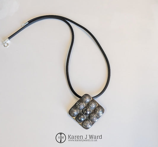Karen J Ward - Silver squares necklet KW45