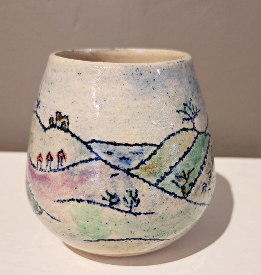 Carr House Studio - Whitby to Scarborough Road Hand Illustrated Vase