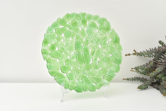 Tanja Entwistle Glass - BL-020 Melting Chrome Green Dish