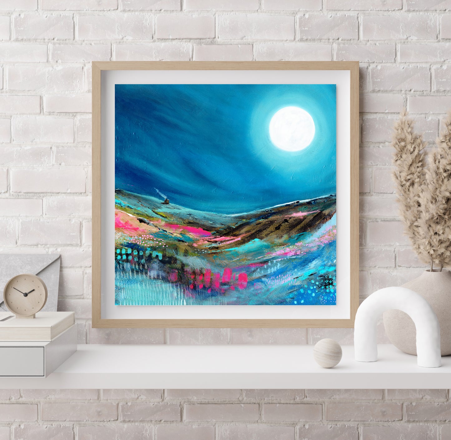 Christine Hughes - Finding Solace, Moonlit Neon Landscape
