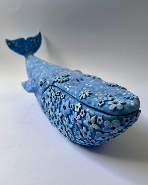 Kate Ellis - Large blue flowery whale