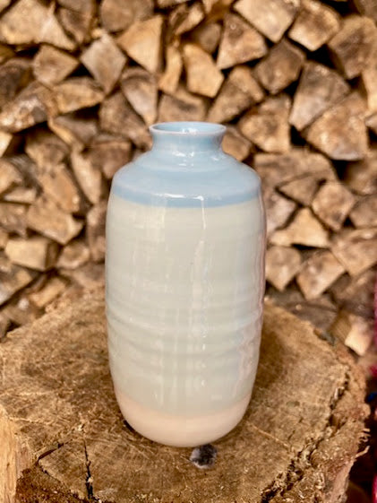 Pamela Thorby Ceramics - Blue Collared Stoneware Vase 21