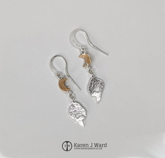 Karen J Ward - Drop Earrings Moon, Dolphin KW88