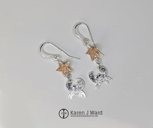 Karen J Ward - Drop Earrings Star, Crab KW89