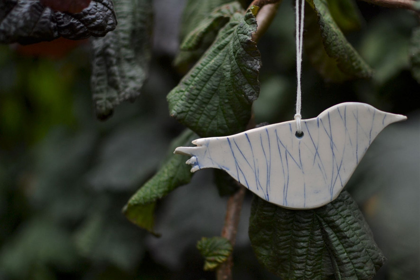 Lorna Gilbert Ceramics - White Patterned Hanging Bird