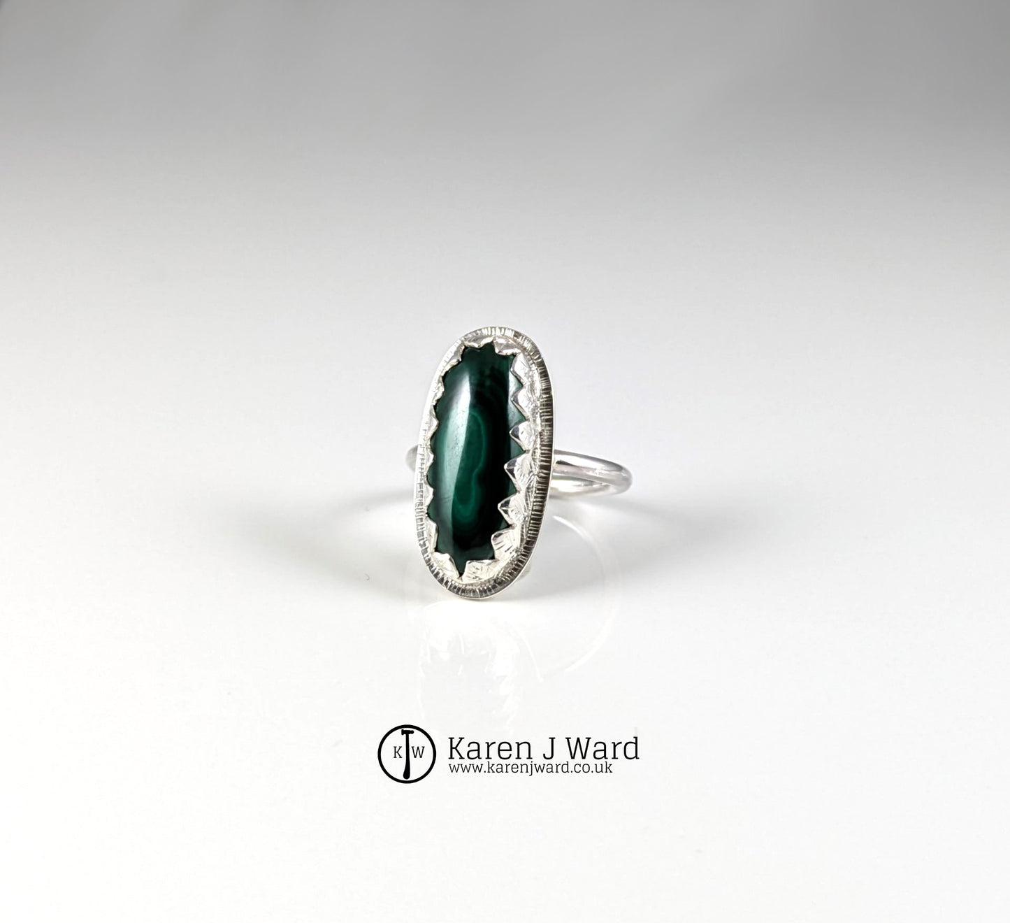 Karen J Ward - Oval Malachite ring - KW104