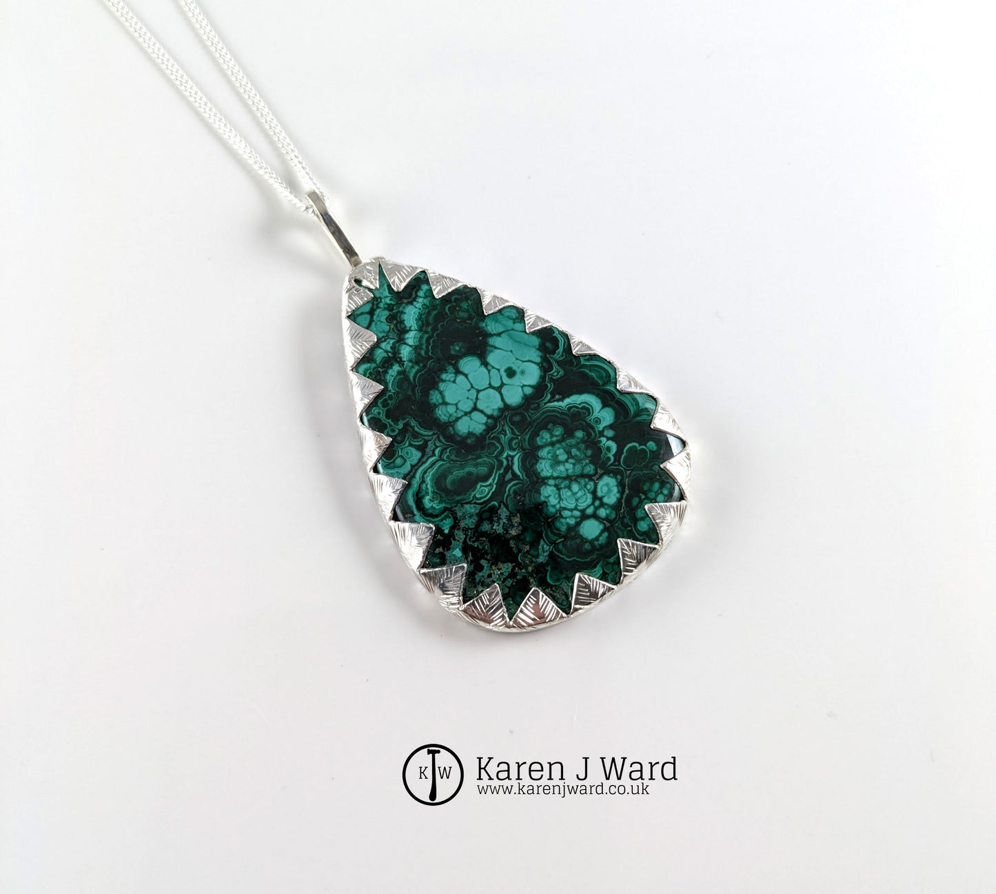 Karen J Ward - Triangular malachite pendant - KW109