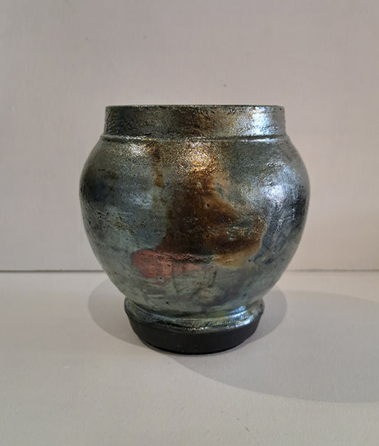 Laura Lee Ceramics - Medium Steel Raku Vase No5