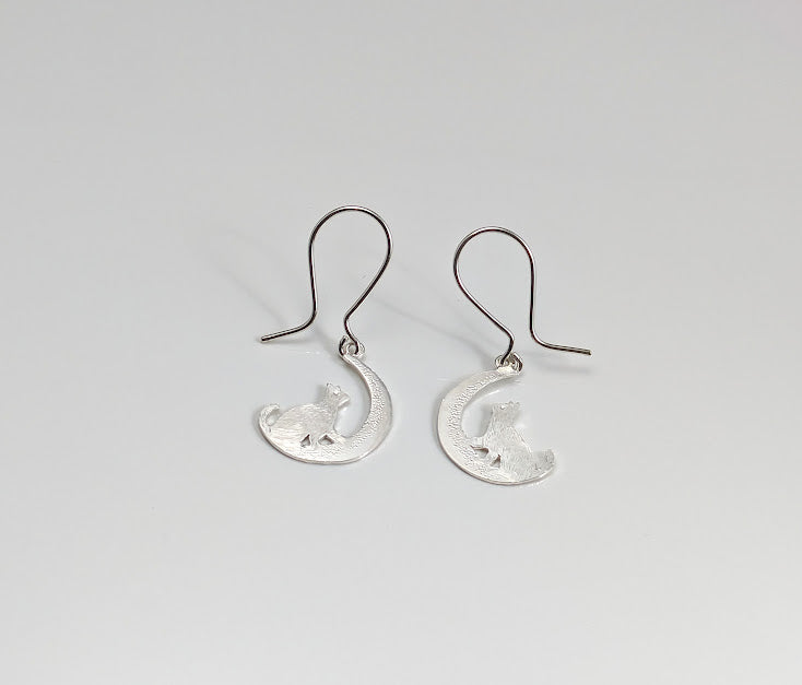 Karen J Ward - Cat in the Moon earrings KW91