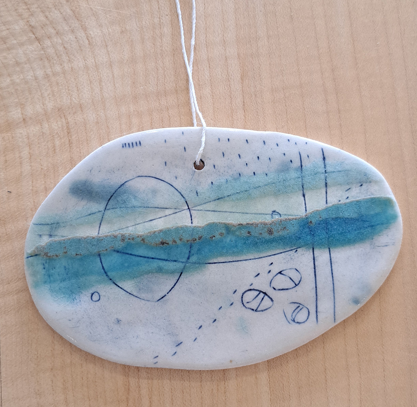 Lorna Gilbert Ceramics - Seascape Hanging Oval Decoration