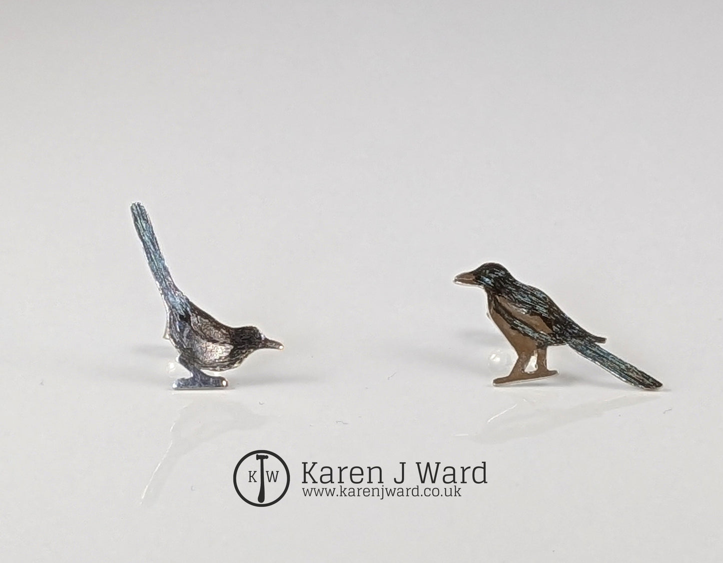Karen J Ward - 'Two for Joy' magpie stud earrings KW5