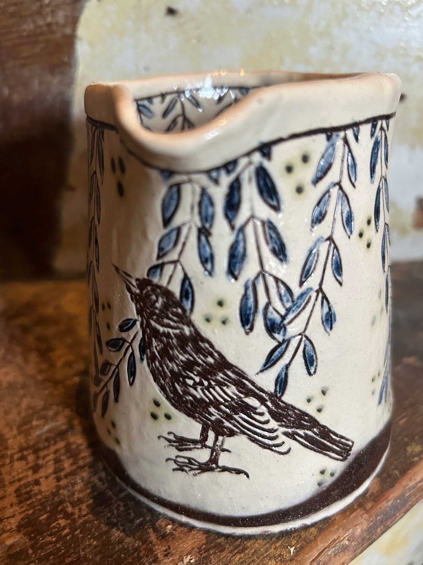 Adrift Pottery - Slipware Blackbird Jug