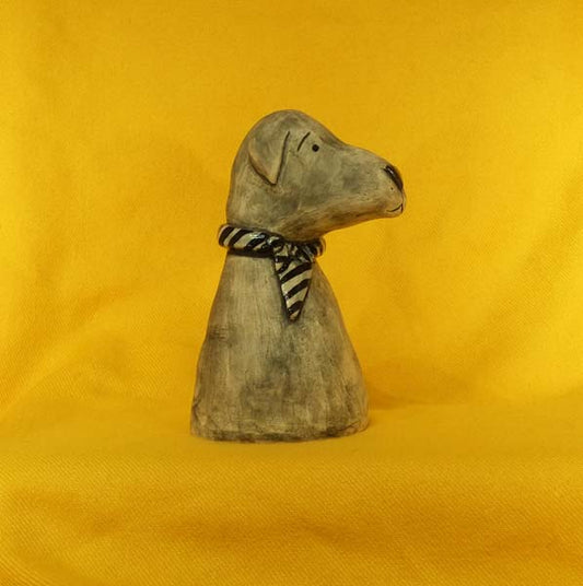 Christine Hughes - Sculptures - Dog with black and white bandana