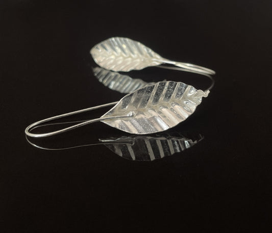 Anthea Peters - Silver Beech Leaf Earrings