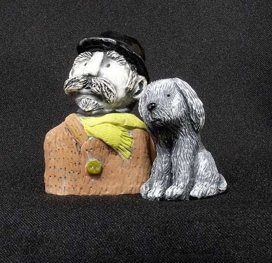Christine Hughes - Sculptures - Bowler hat man and dog