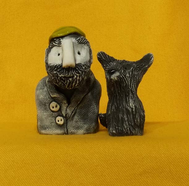 Christine Hughes - Sculptures - Farmer and dog