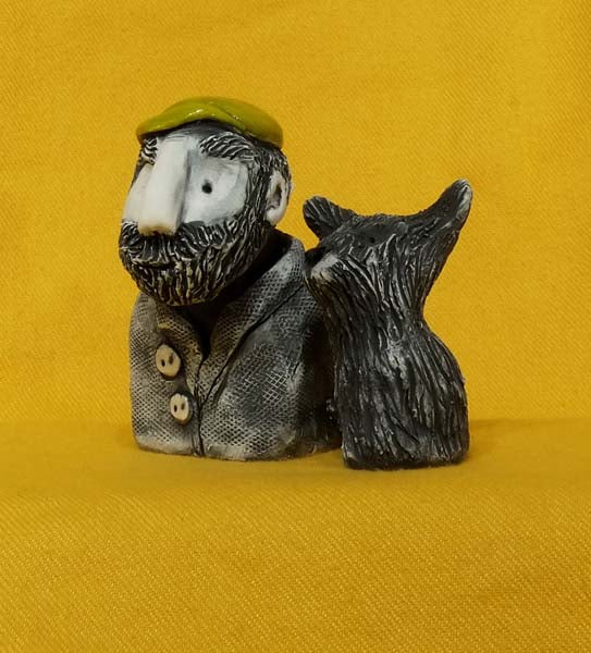 Christine Hughes - Sculptures - Farmer and dog