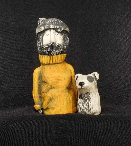 Christine Hughes - Sculptures - Whitby Fisherman and his salty seadog sculpture