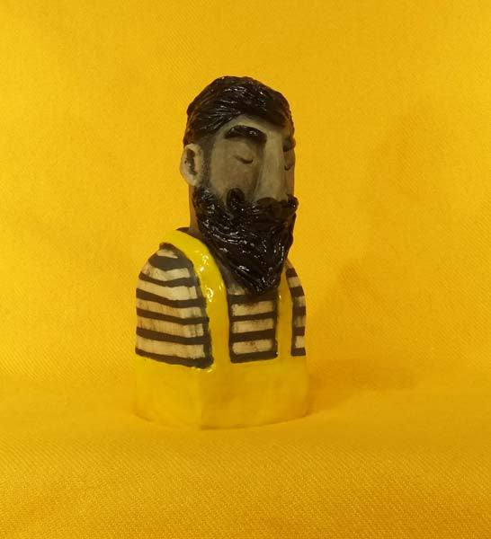 Christine Hughes - Sculptures - Whitby Fisherman in his yellow dungarees
